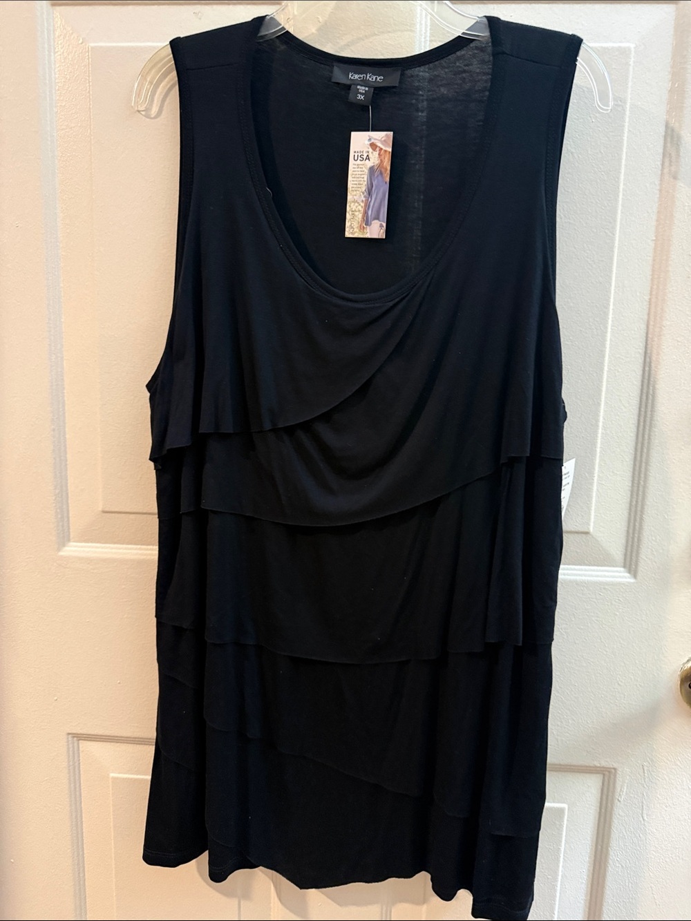 NWT Black Karen Kane Driftwood Tiered Tank Top  3X